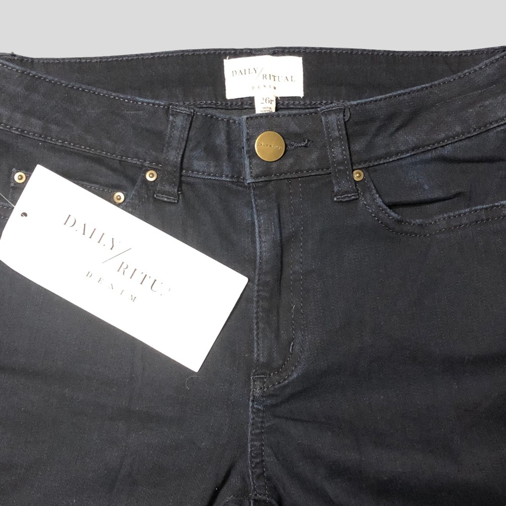 Slim Fit Jeans Dark Blue Stretch by Daily Ritual Women’s Size Waist 26 X 29 NEW - Picture 8 of 11